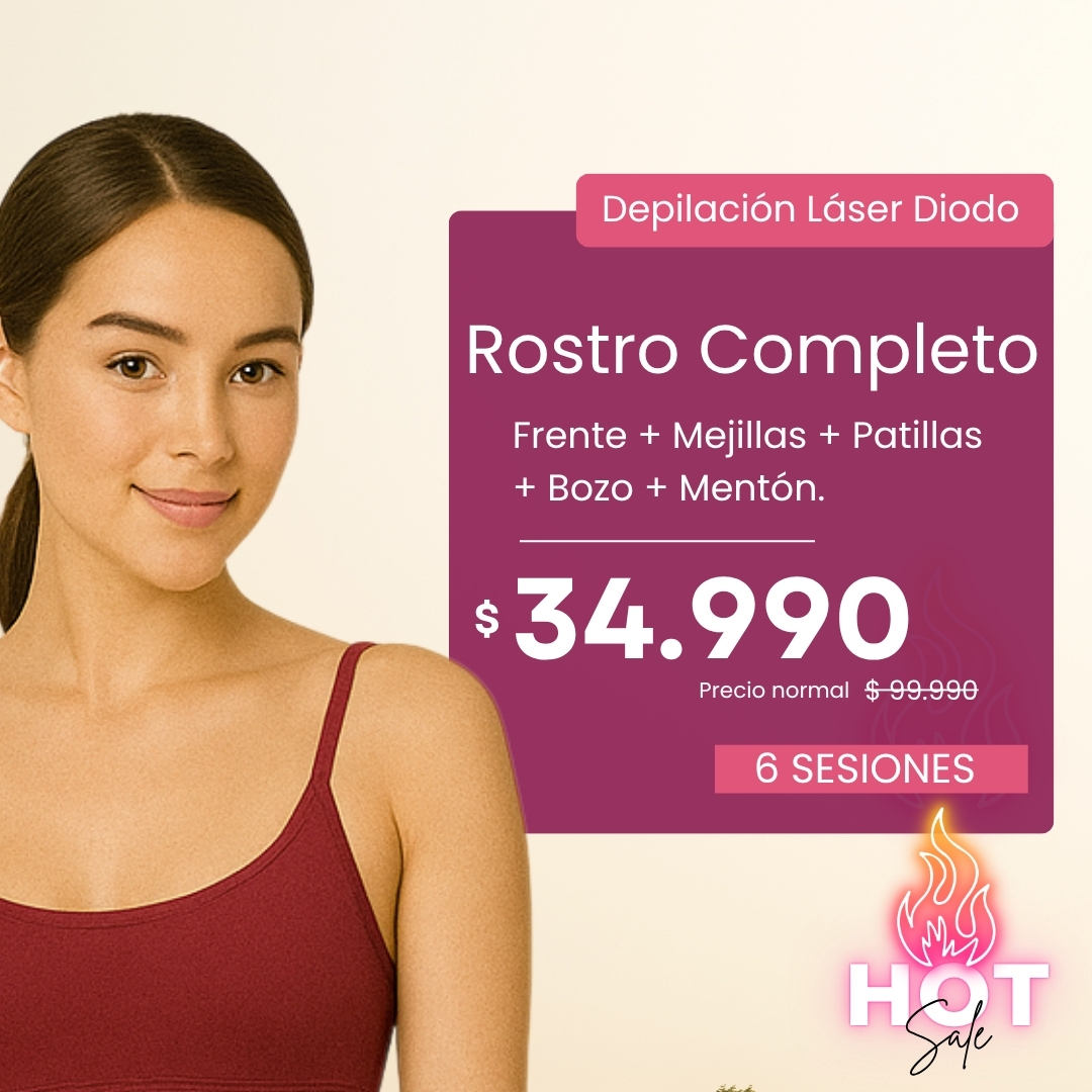 HOT SALE – Paga $34.990 por 6 Sesiones de Depilación Láser Diodo en Rostro Completo