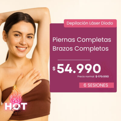 HOT SALE – Paga $54.990 por 6 Sesiones de Depilación Láser Diodo en Piernas Completas + Brazos Completos
