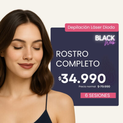BLACK WEEK – Paga $34.990 por 6 Sesiones de Depilación Láser Diodo en Rostro Completo